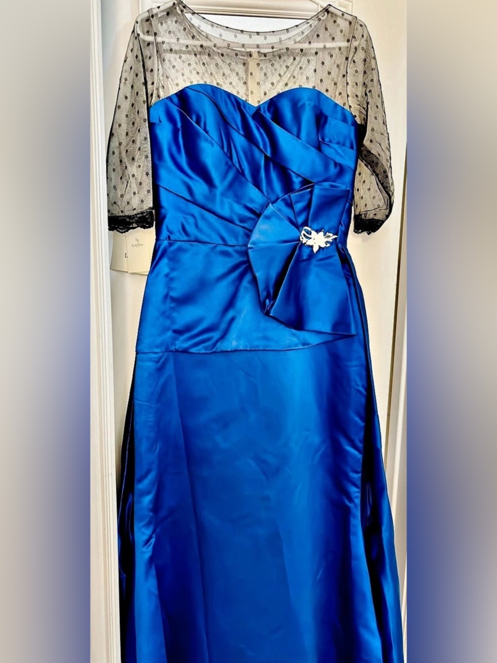 Blue & White Polka Dot Maxi Dress Like New